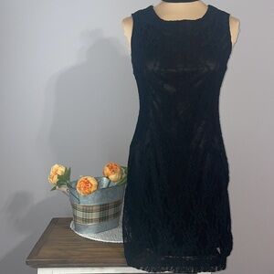 Fun2Fun Sleeveless Black Dress lined with a Lace overlay Medium